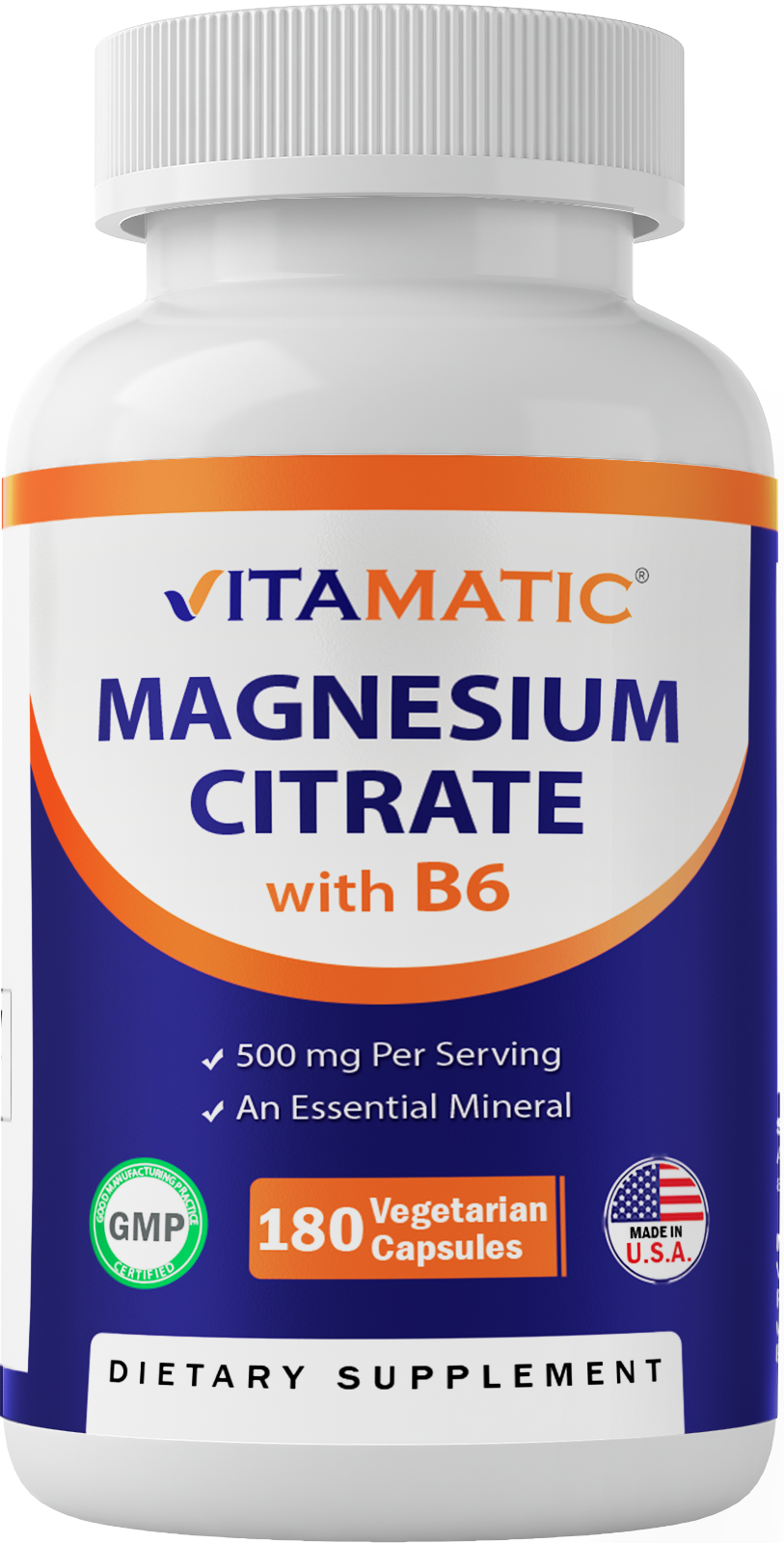 Magnesium Citrate 500mg per Serving 180 Vegetarian Capsules