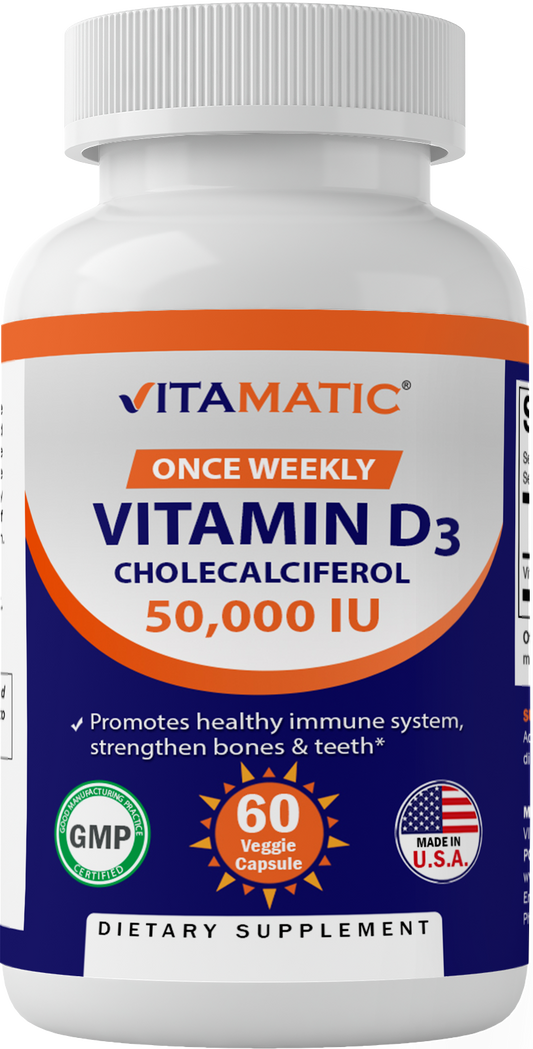 Vitamin D3 50,000 IU Weekly Dose 60 Veggie Capsules