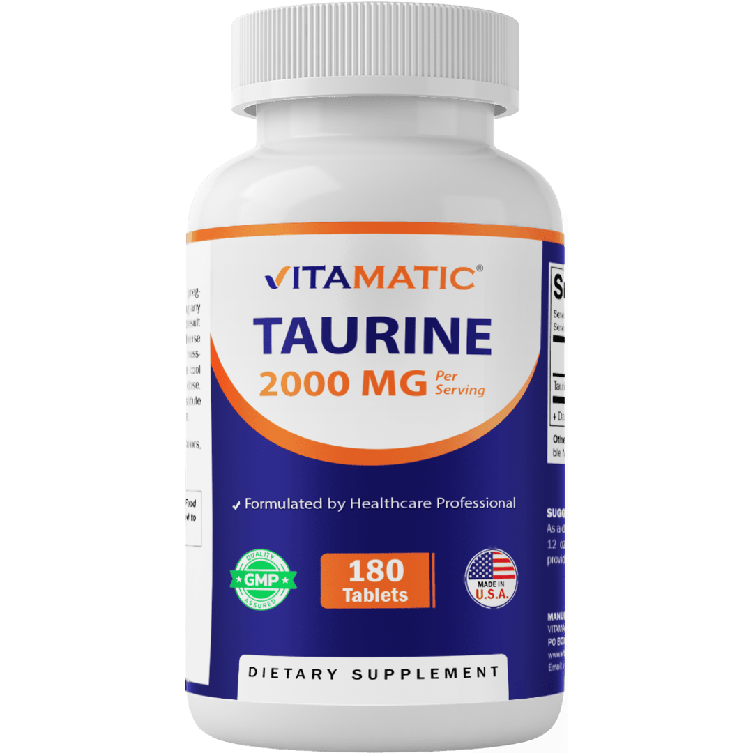Taurine 2000mg Vegetarian Tablets, 180 Count, Non-GMO, Gluten Free