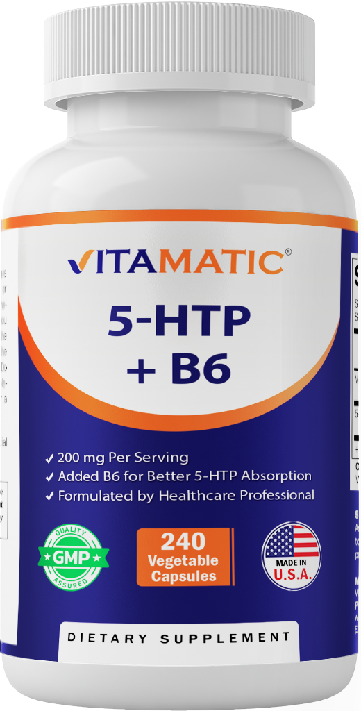5-HTP 200mg with B6 5mg Per Serving - 240 Vegetarian Capsules