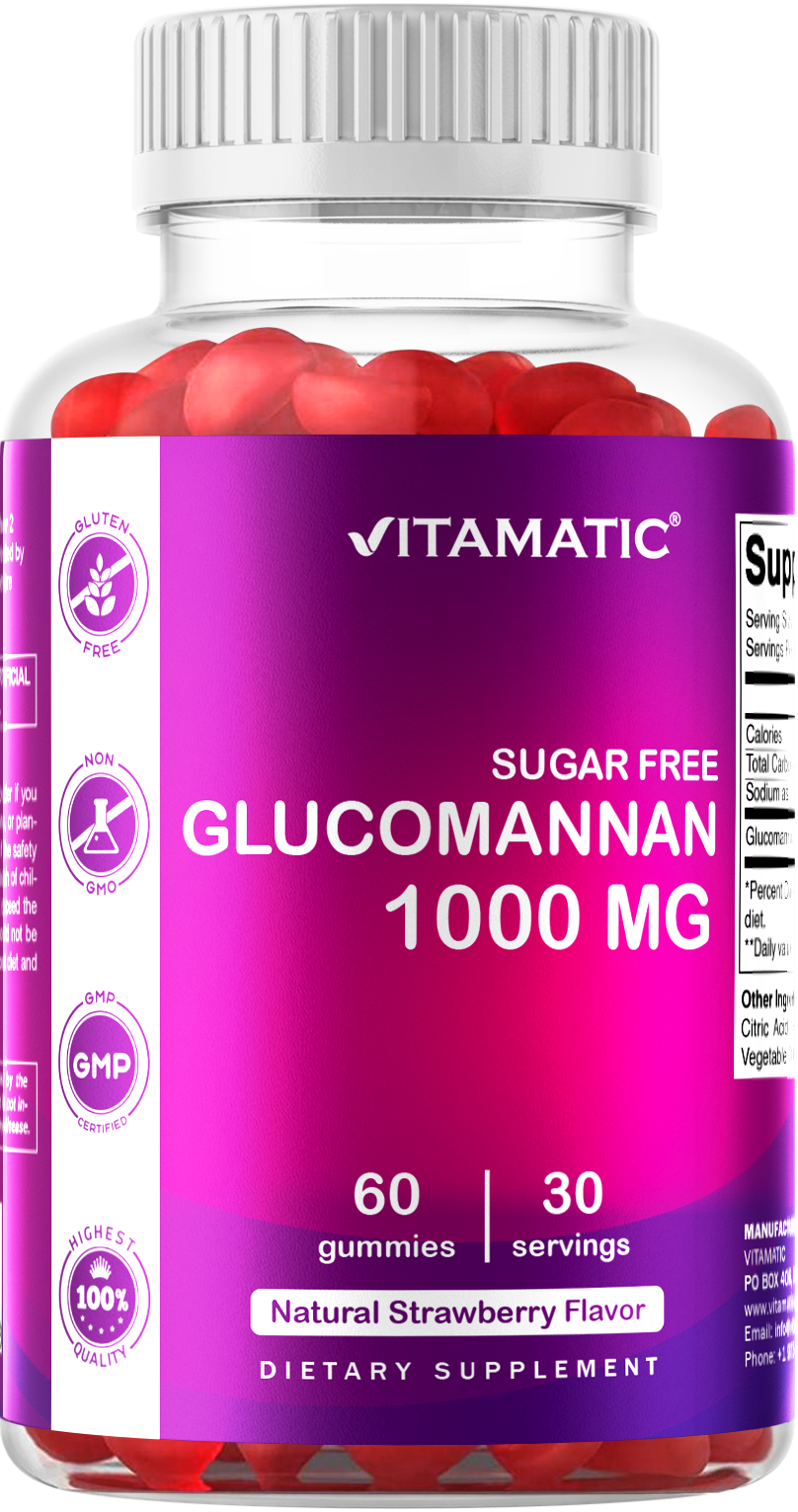 Sugar Free Glucomannan 1000mg per Serving 60 Gummies…
