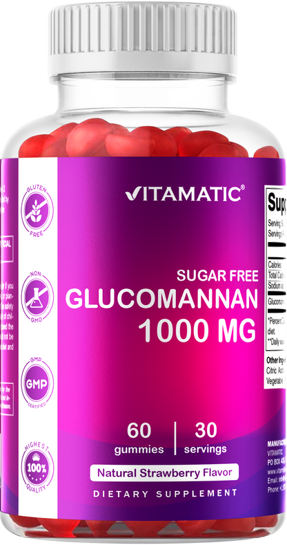 Sugar Free Glucomannan 1000mg per Serving 60 Gummies…