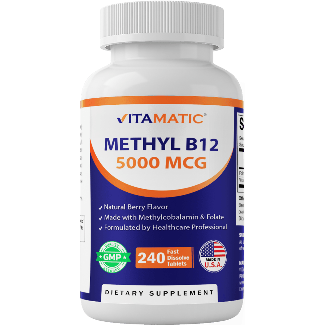 Methyl B12 5000 mcg – Natural Berry Flavor – 240 Fast Dissolve Tablets