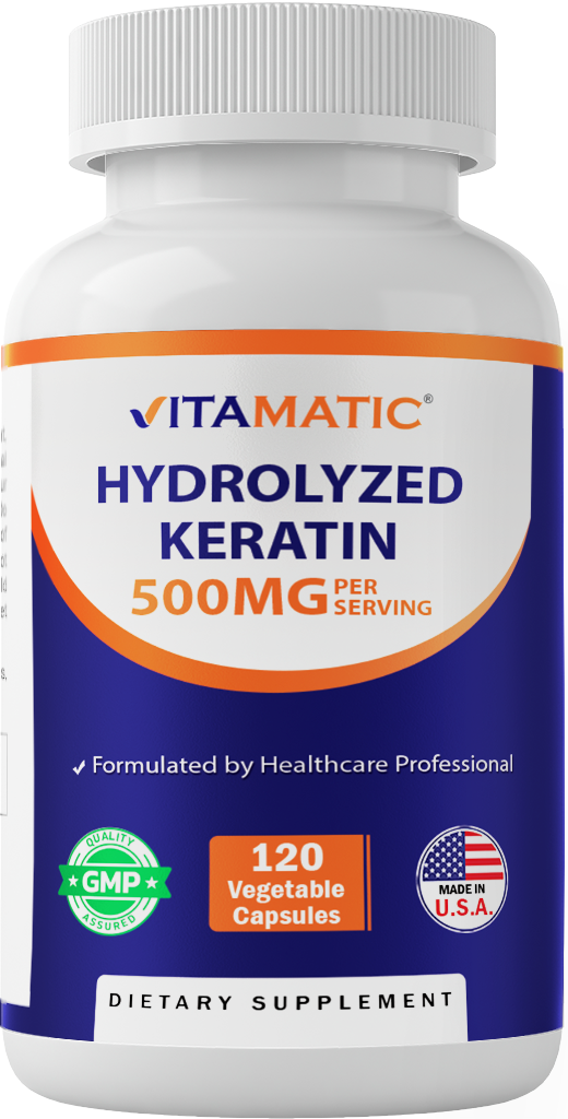Hydrolyzed Keratin 500mg per Serving - 120 Vegetarian Capsules