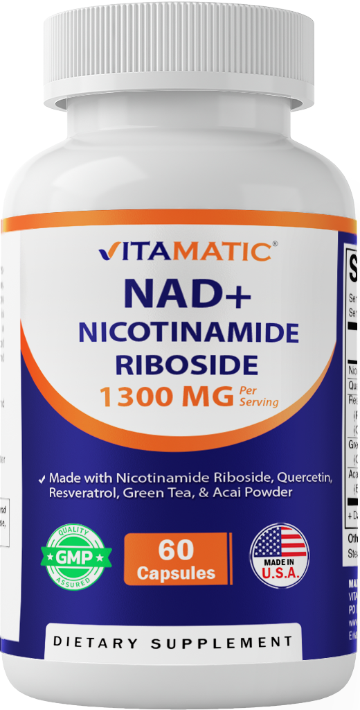Vitamatic NAD Nicotinamide Riboside Supplement 1300mg 60 Ct - Support Healthy