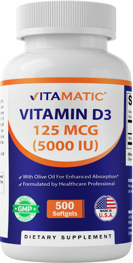 Vitamin D3 5000 IU (125 mcg) - 500 Softgels