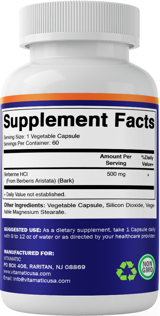 Berberine 500mg - 60 Vegetable Capsules