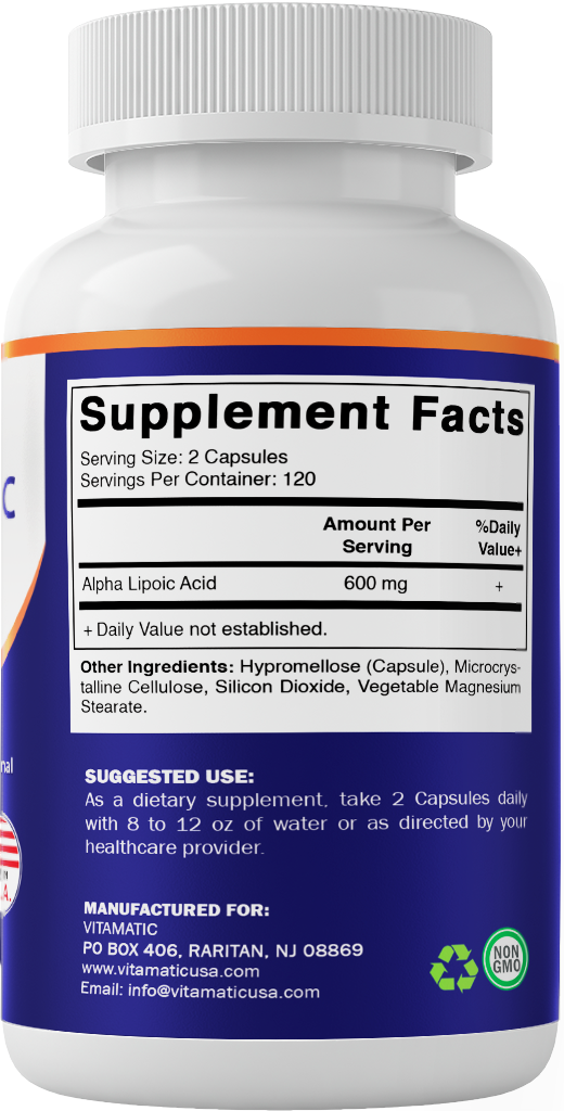 Alpha Lipoic Acid (ALA) 600mg Per Serving - 240 Vegetable Capsules