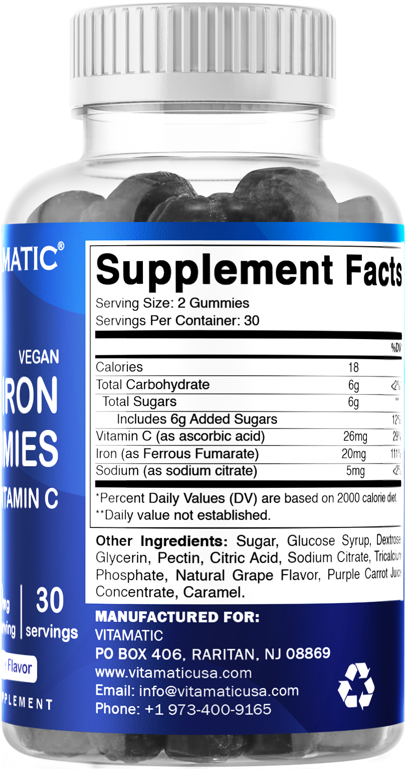 Iron 20 mg with Vitamin C 60 Vegan Gummies