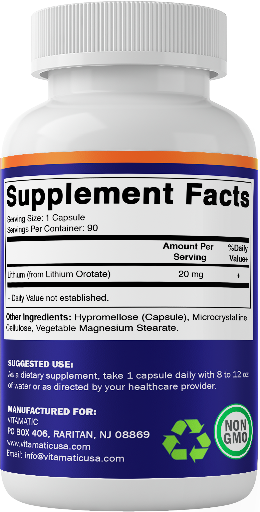 Lithium Orotate 20mg 90 Capsules