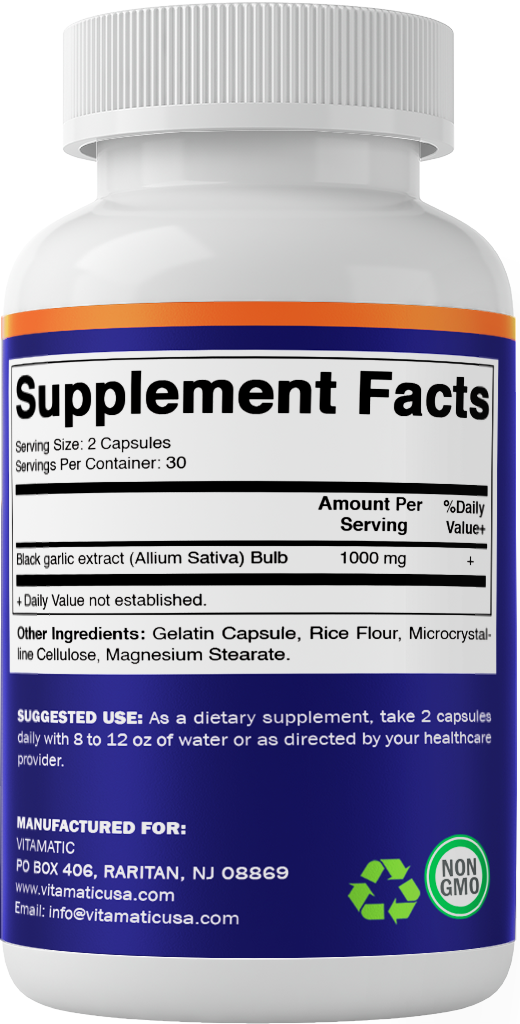 Fermented Black Garlic Extract 1000 mg 60 Capsules