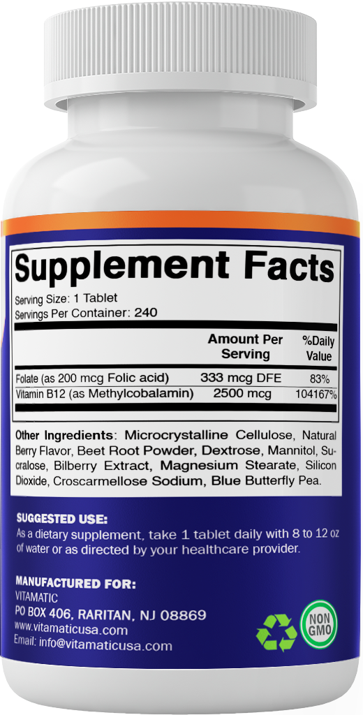 Methyl B12 2500 mcg – Natural Berry Flavor – 240 Fast Dissolve Tablets