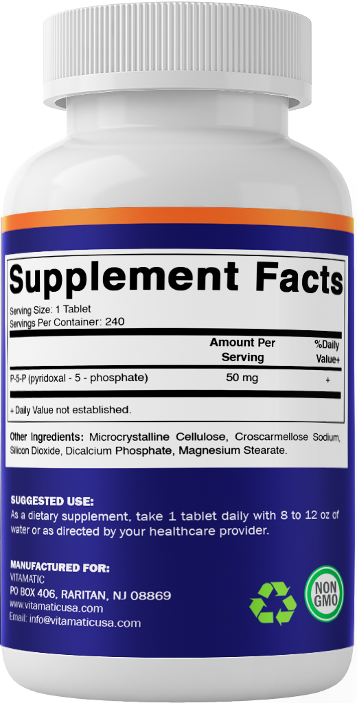 P5P 50 mg – Pyridoxal-5-Phosphate – Active Form of Vitamin B6 – 240 Tablets