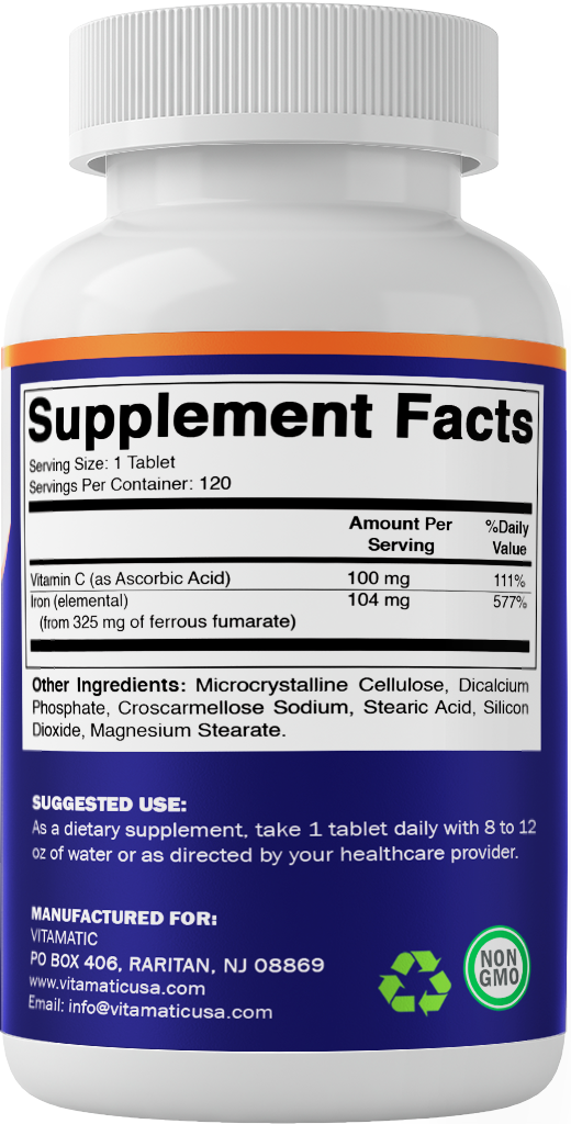 Ferrous Fumarate 325 mg + Vitamin C 100 mg - 120 Tablets