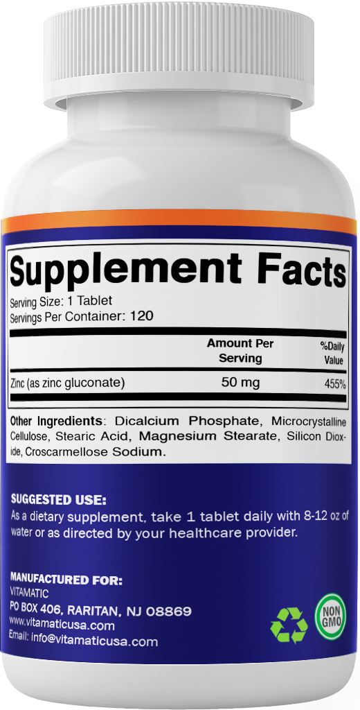Vitamatic Zinc 50mg, 120 Tablets