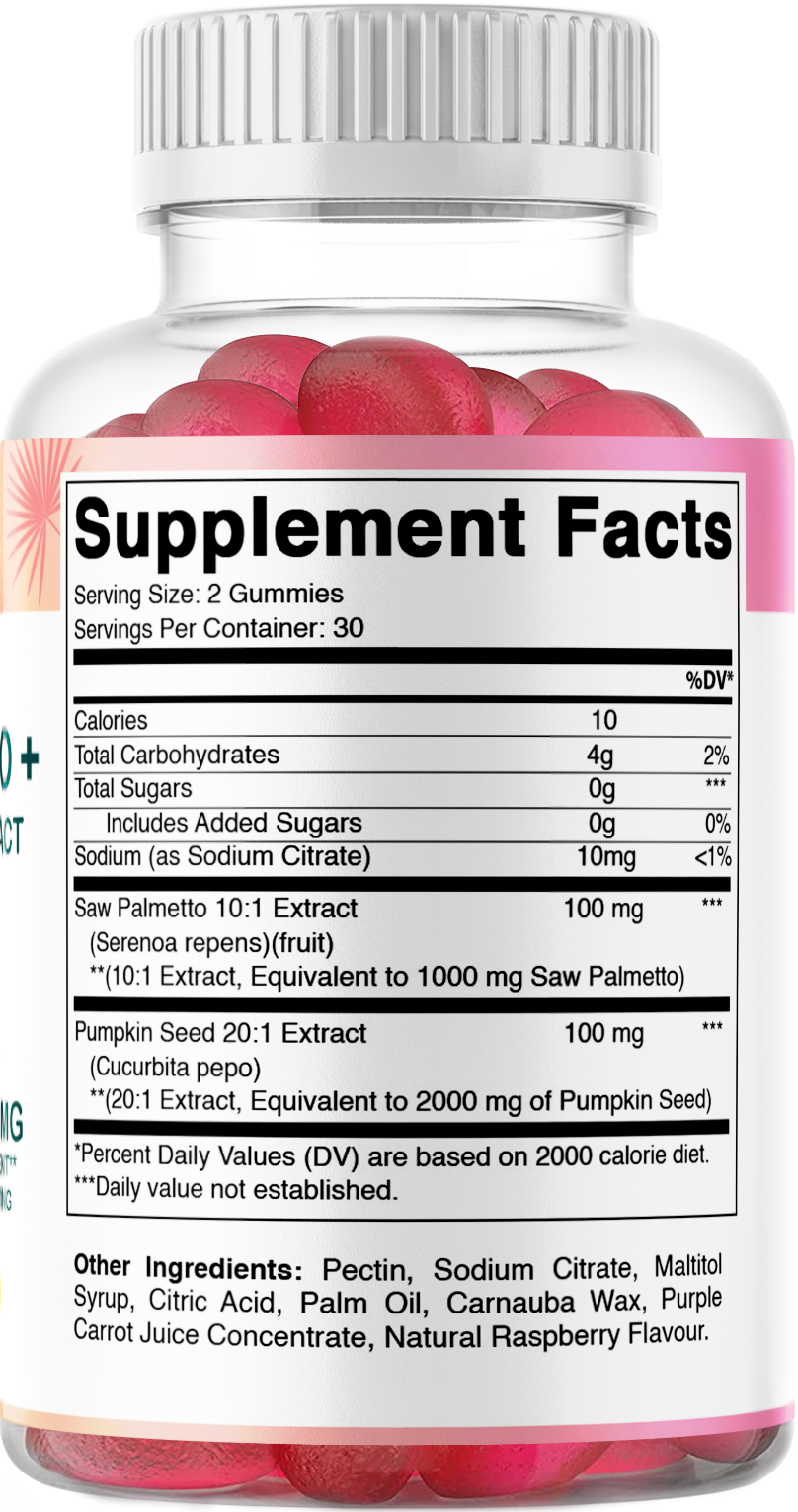 Sugar Free Saw Palmetto with Pumpkin Seed 3000 mg - 60 Gummies