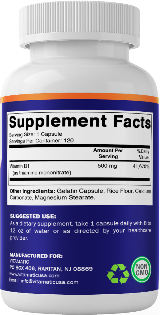 Vitamin B1 (Thiamine) 500mg - 120 Capsule
