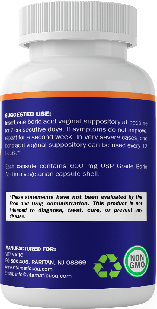 Boric Acid 600mg - 60 Vaginal Suppository