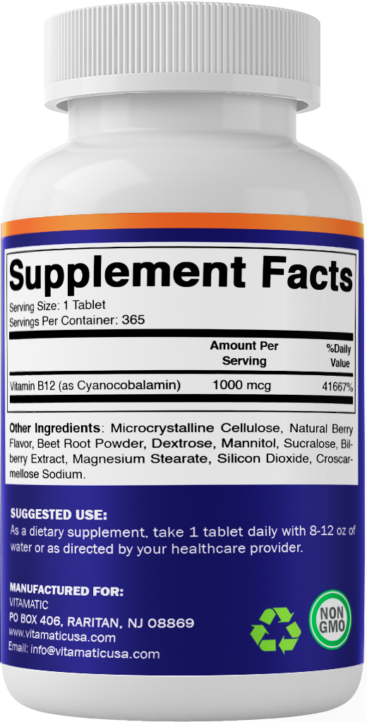 Vitamin B12 1000 mcg - 365 Fast Dissolve Tablets