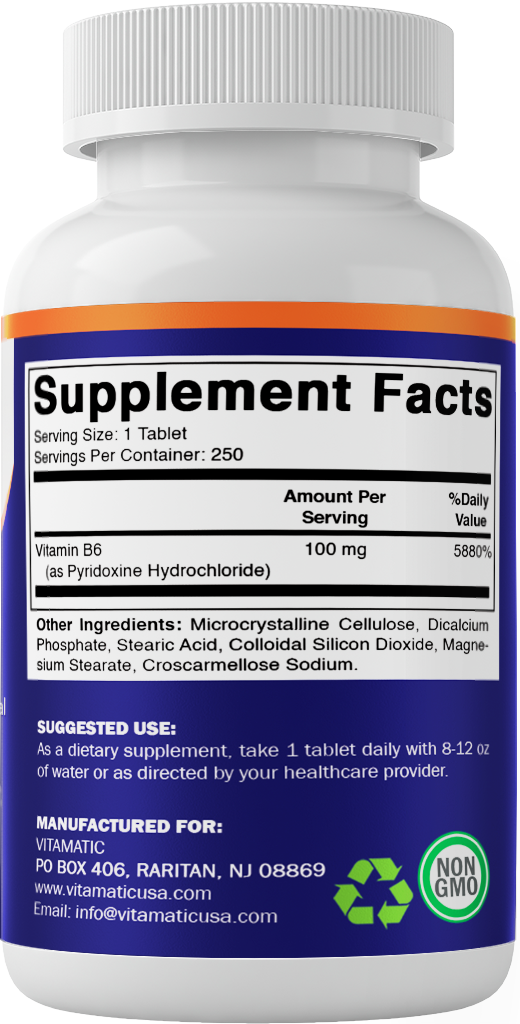 Vitamin B6 100 mg - 250 Tablets