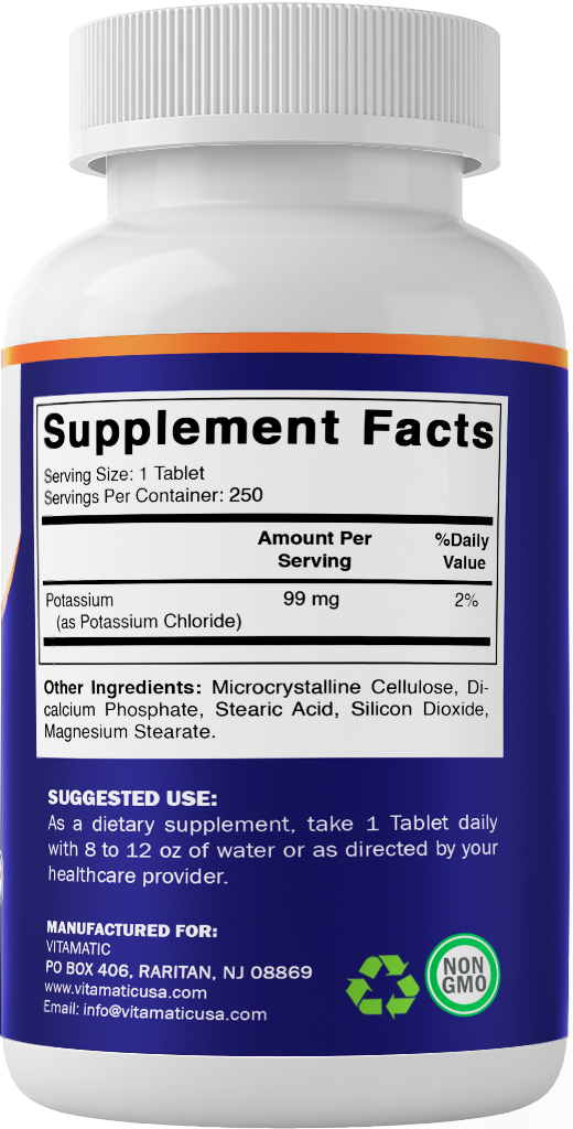 Potassium 99mg – 250 Tablets
