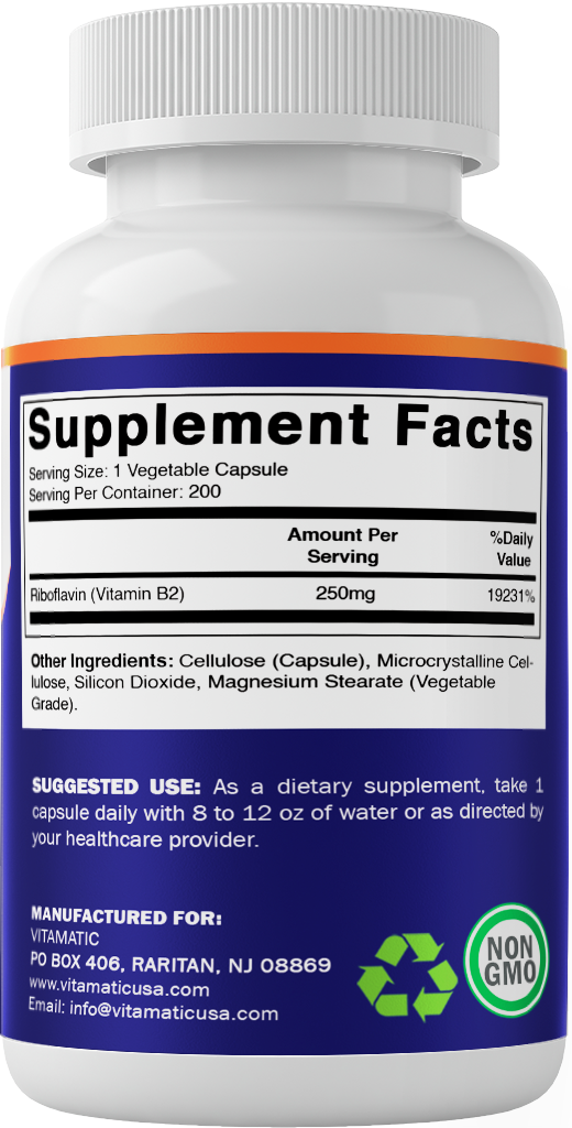 Vitamin B2 250 mg - 200 Capsules