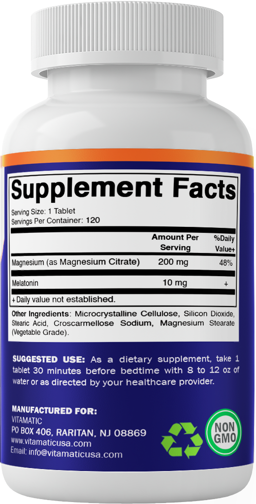 Melatonin 10 mg with Magnesium 200 mg 120 Tablets