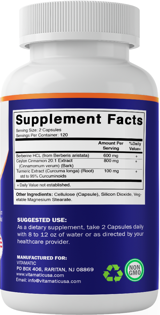 Berberine with Ceylon Cinnamon 1500mg - 240 Vegetarian Capsules