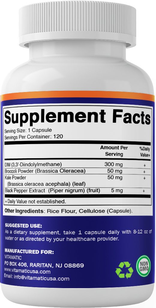 DIM Supplement Complex for Women & Men 300mg 120 Veg Capsules