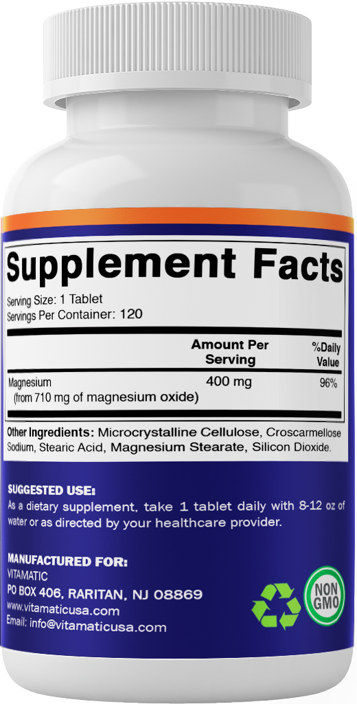 Vitamatic Extra Stregth Magnesium Oxide 400 mg 120 Vegetarian Tablets