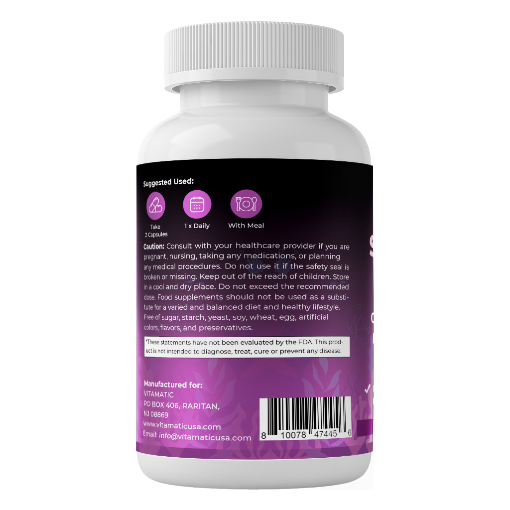 Sea Moss 3000mg with Black Seed Oil, Ashwagandha, Turmeric, Bladderwrack, Burdock - 180 Veg Capsules