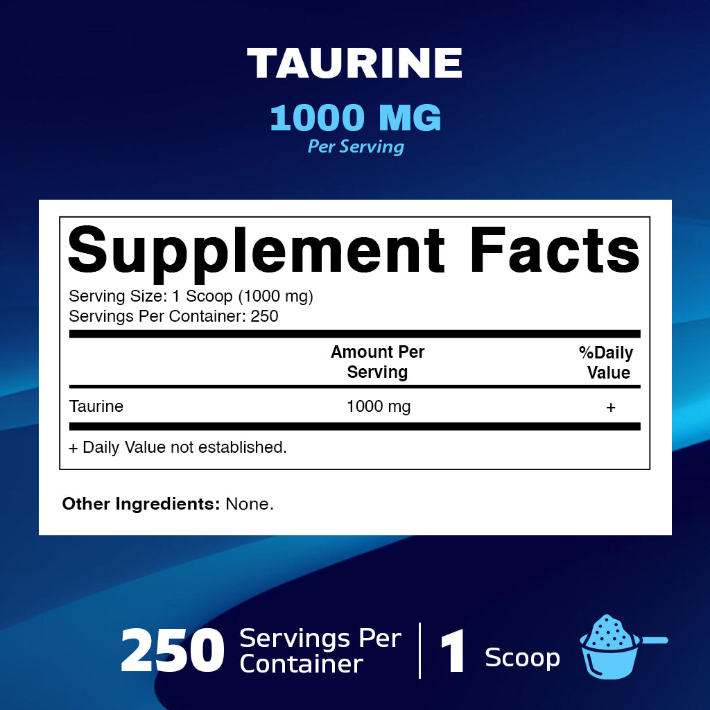 Pure Taurine 1000mg 250 Servings