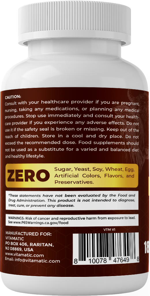 Vitamatic Grass-Fed Beef Pancreas 180 Capsules – Freeze-Dried, Non-GMO, Bovine Supplement – Pasture-Raised -Based Formula (180 Capsules, Pancreas)