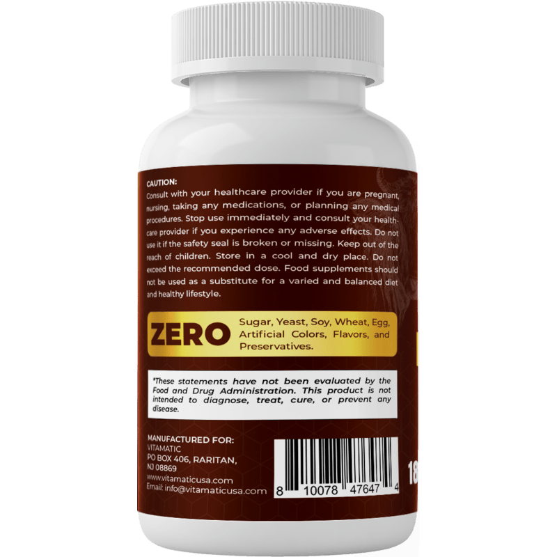 Vitamatic Grass-Fed Beef Lung with Liver 180 Capsules – Freeze-Dried, Non-GMO, Bovine Liver Supplement – (180 Capsules, Lung)