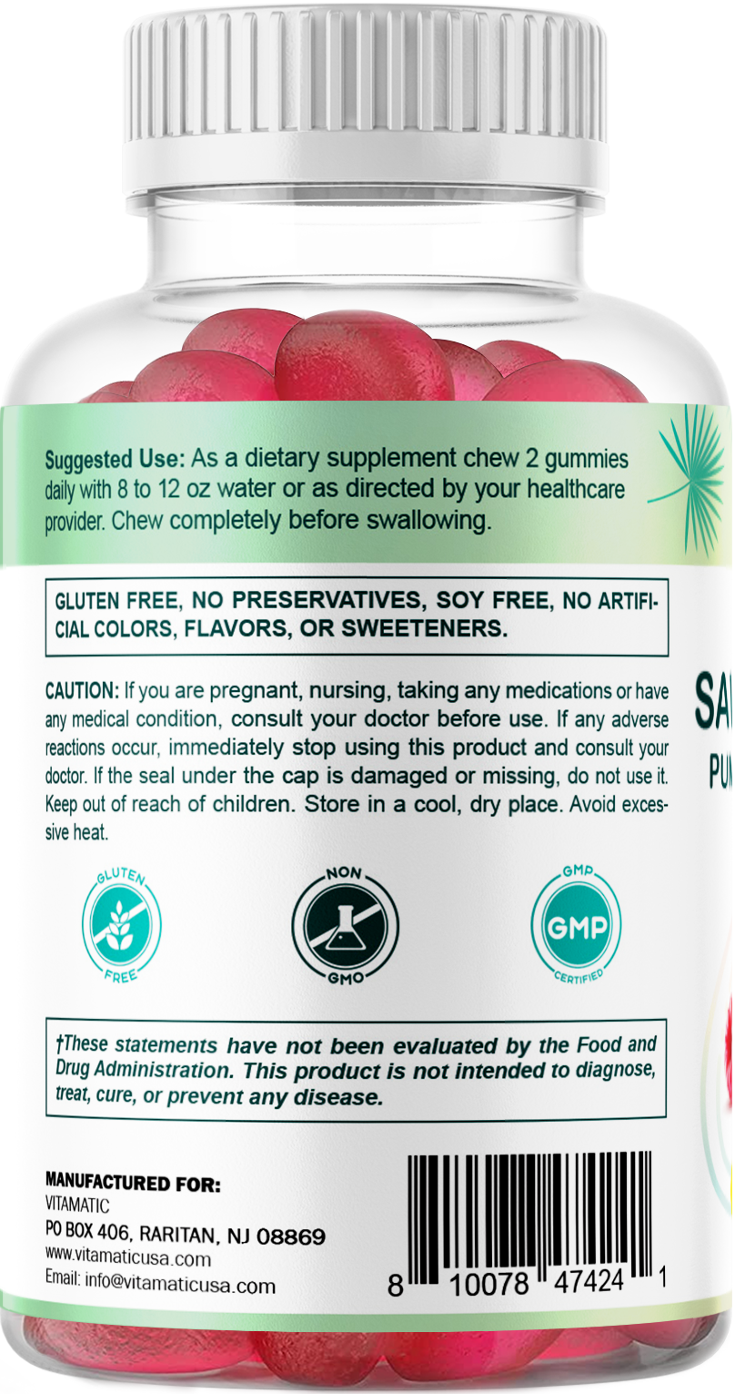 Sugar Free Saw Palmetto with Pumpkin Seed 3000 mg - 60 Gummies