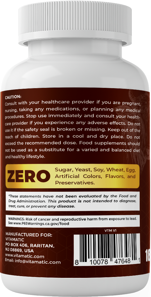 Vitamatic Grass-Fed Beef Lung + Liver, 180 Capsules