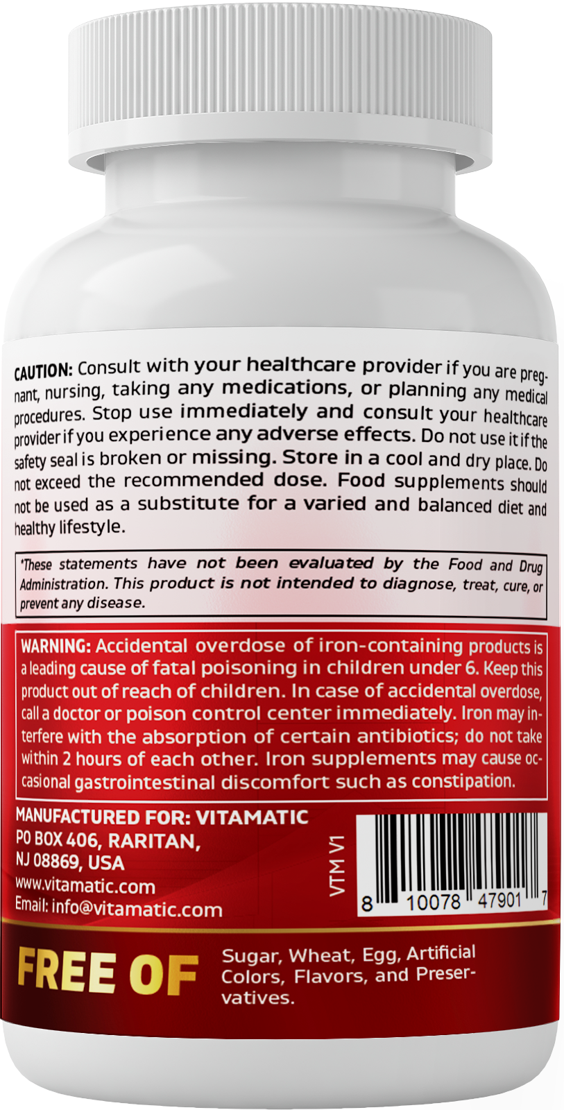 Vitamatic Slow Release Iron Complex, 120 Enteric Coated Tablets