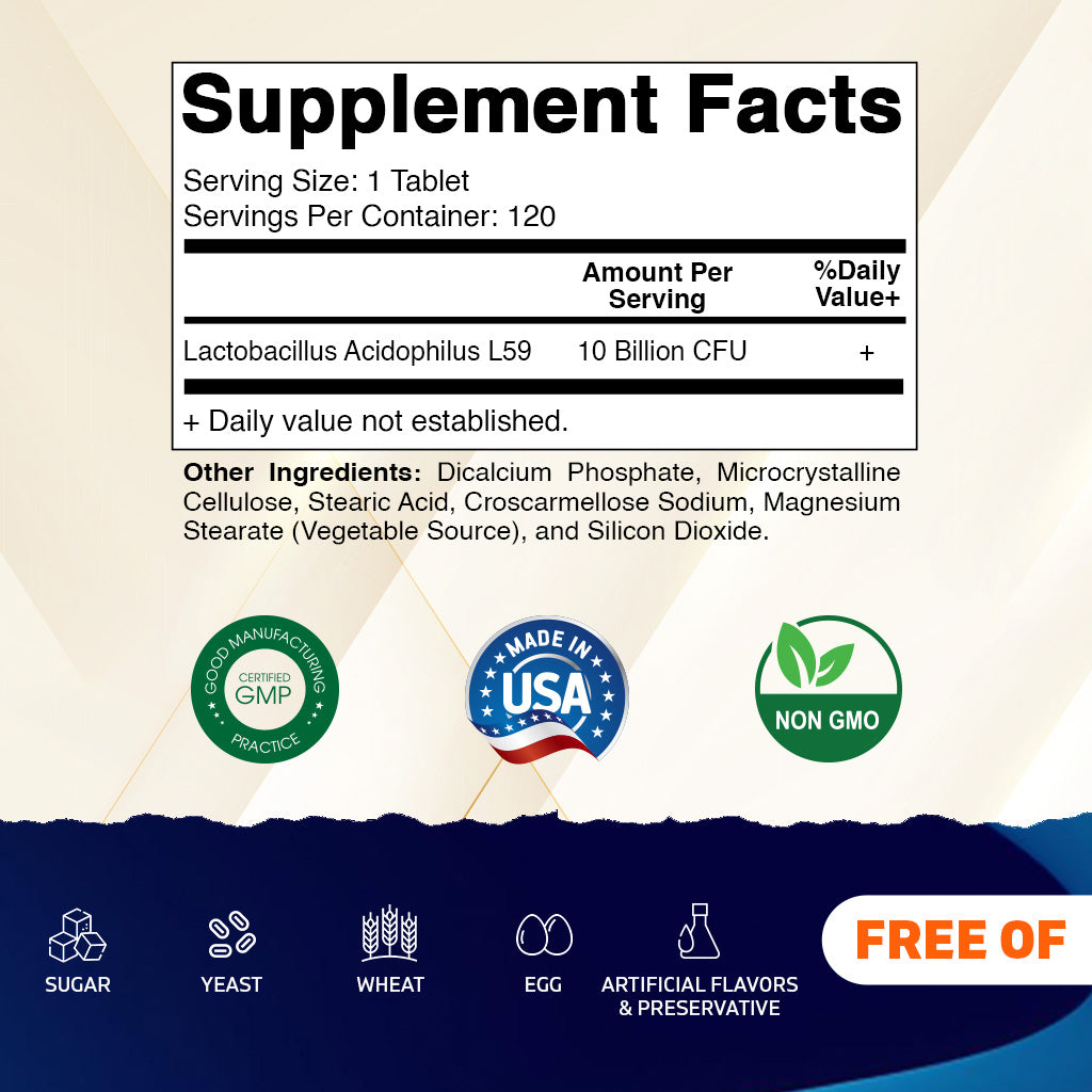 Acidophilus Probiotic 10 Billion CFU Daily Probiotic Supplement 120 Tablets
