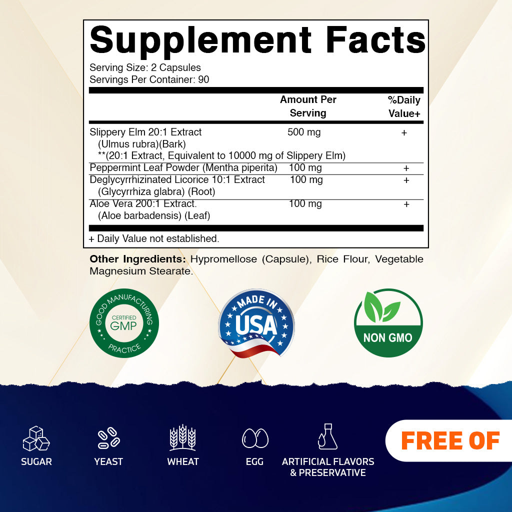 Slippery Elm Bark 10000mg - 180 Vegetarian Capsule