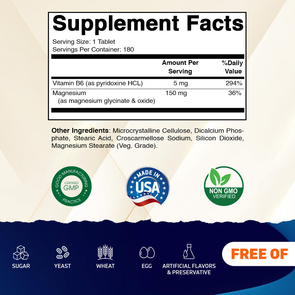 Magnesium Glycinate 500mg per Tablet 180 Vegetarian Tablets