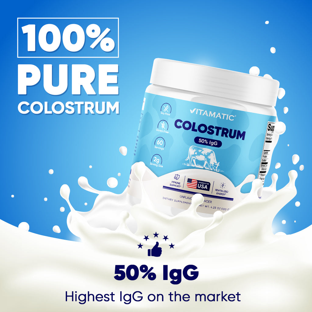 Bovine Colostrum Powder - 50% Highest IgG - 60 Servings (Unflavored)