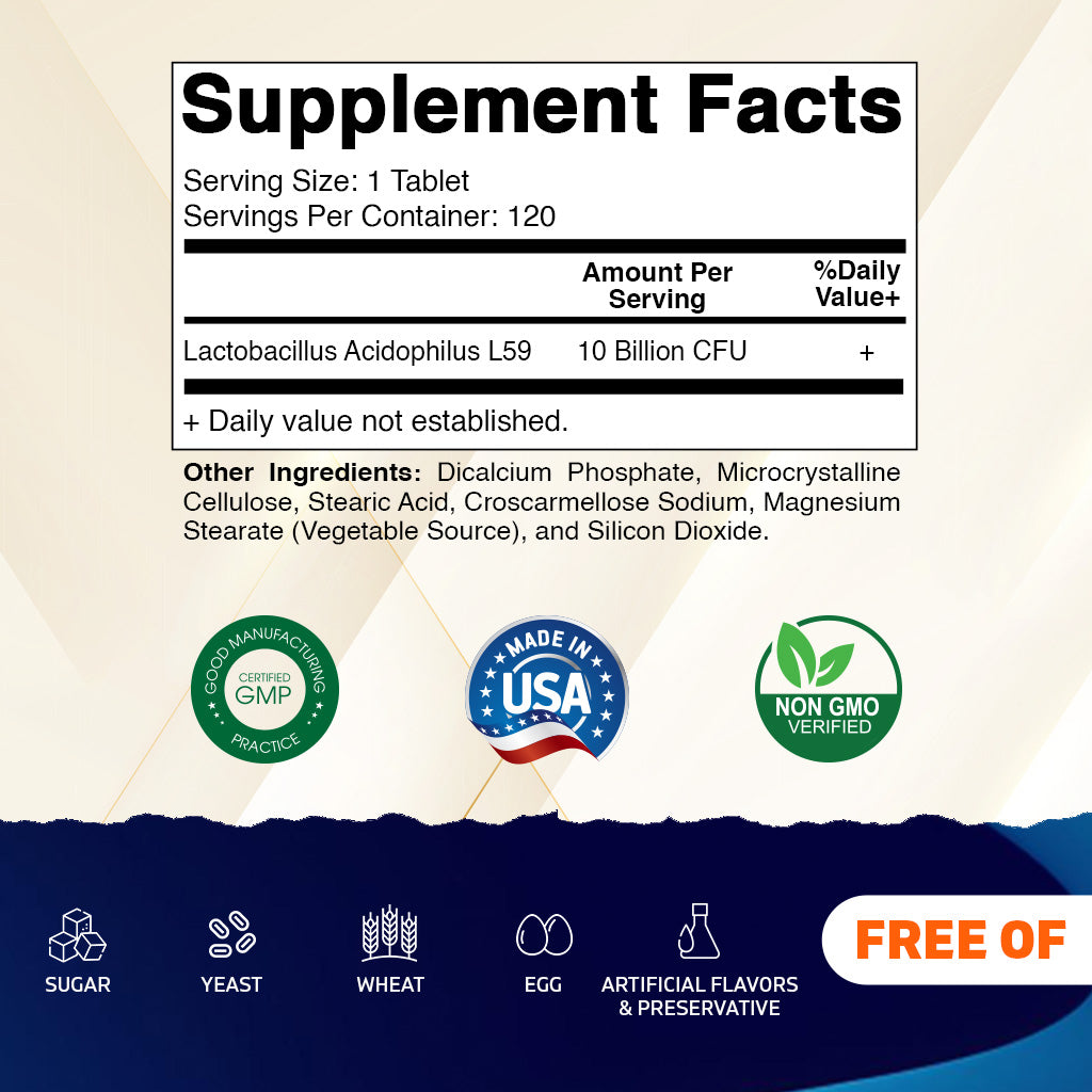 Acidophilus Probiotic 10 Billion CFU Daily Probiotic Supplement 120 Tablets