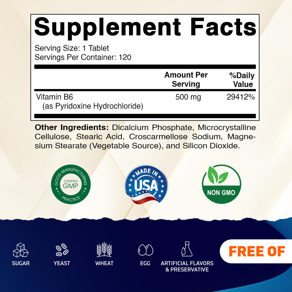 Vitamin B6 500 mg - 120 Tablets