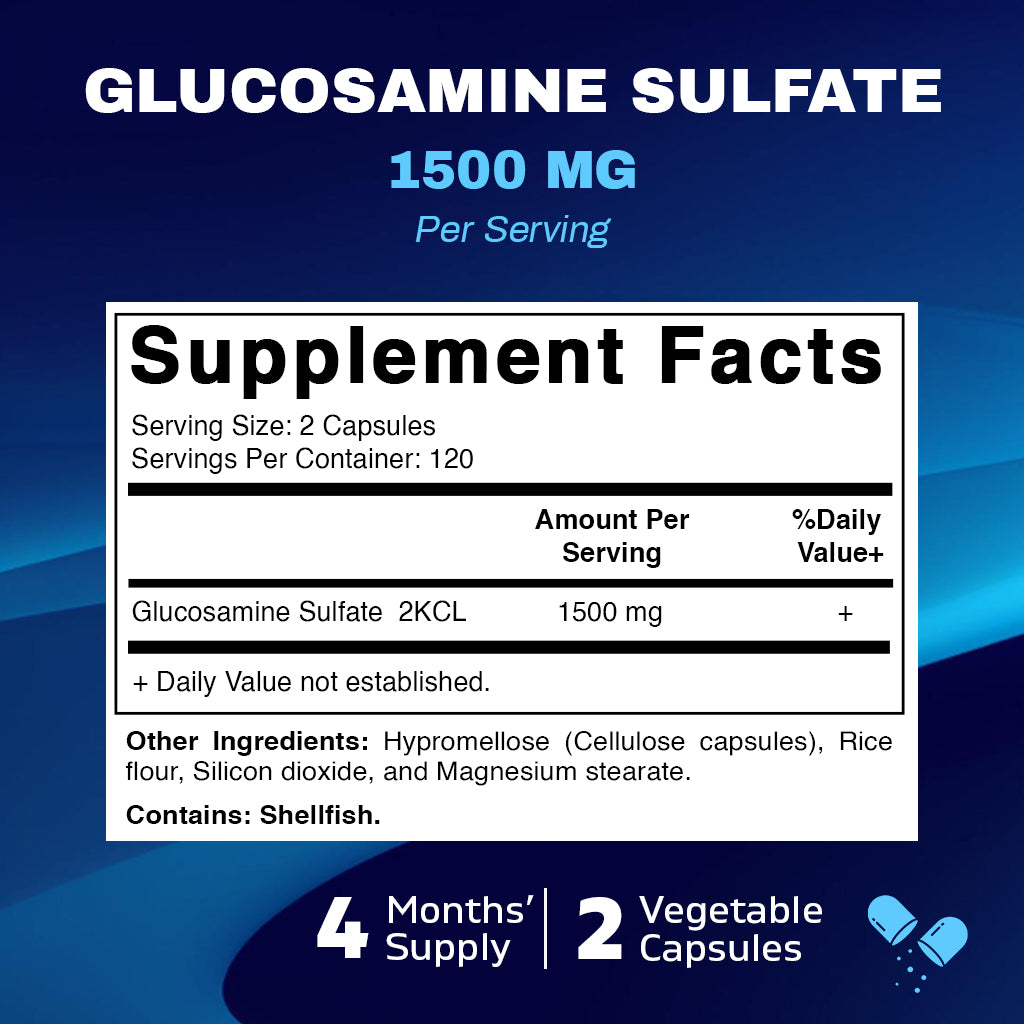 Glucosamine Sulfate Supplement, 1500mg, 240 Capsules