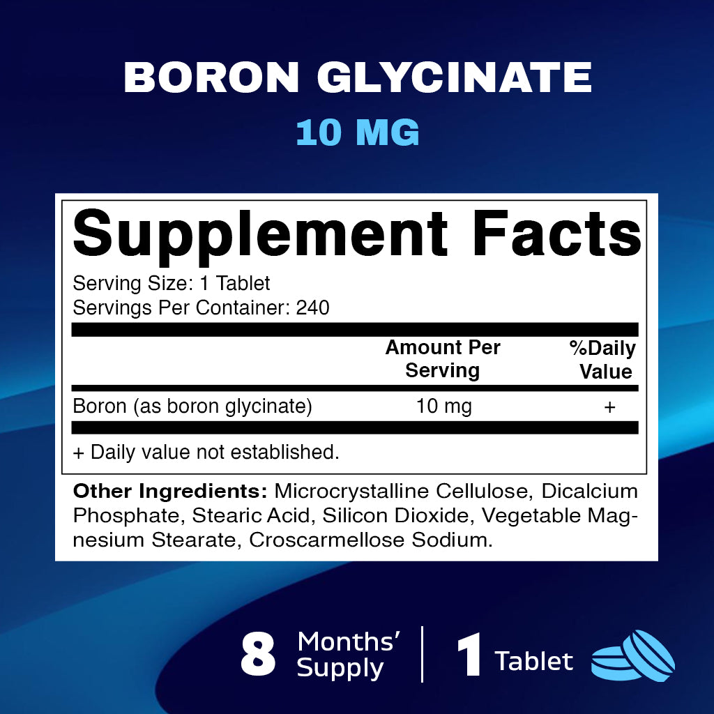 Chelated Boron Glycinate 10mg - 240 Tablets