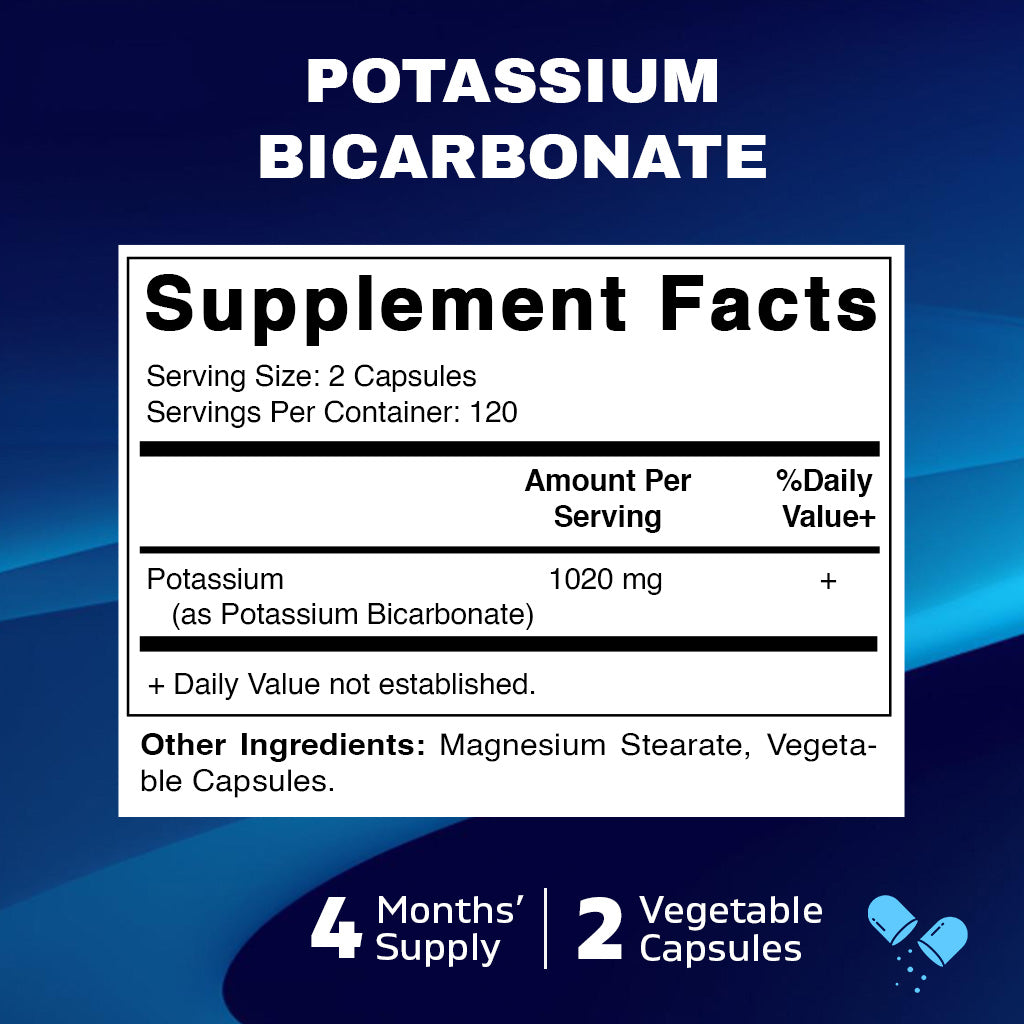 Potassium Supplement 1020 mg | 240 Vegetable Capsules