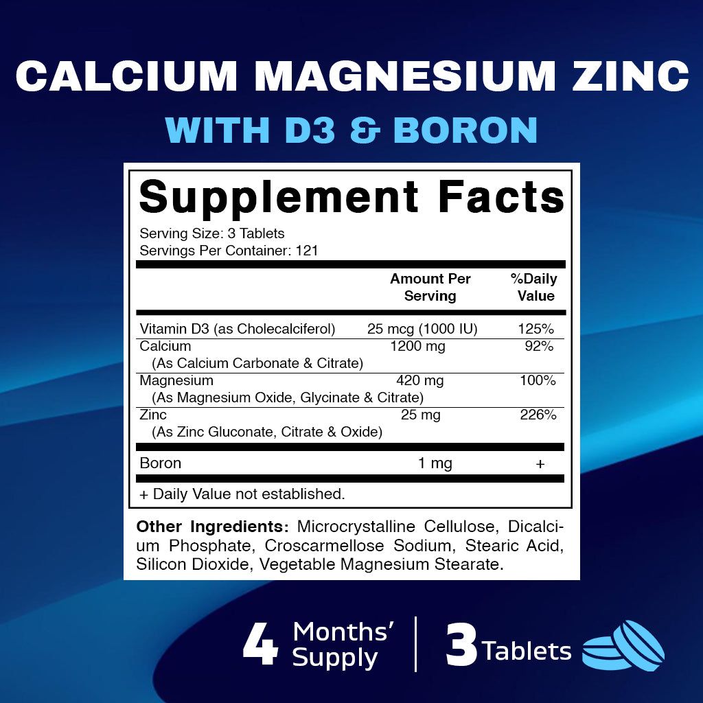 Calcium Magnesium Zinc with D3 & Boron - 365 Coated Tablets