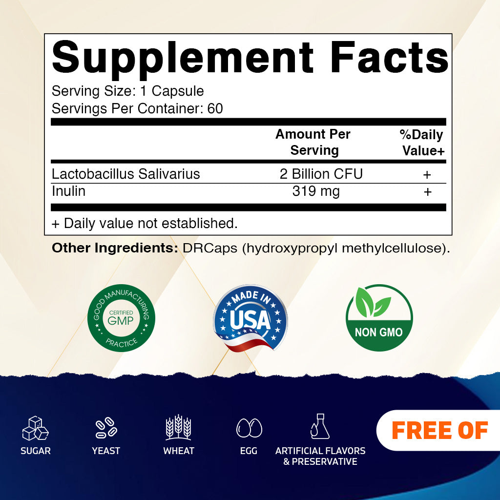 Lactobacillus Salivarius 2 Billion - 60 DR Capsules