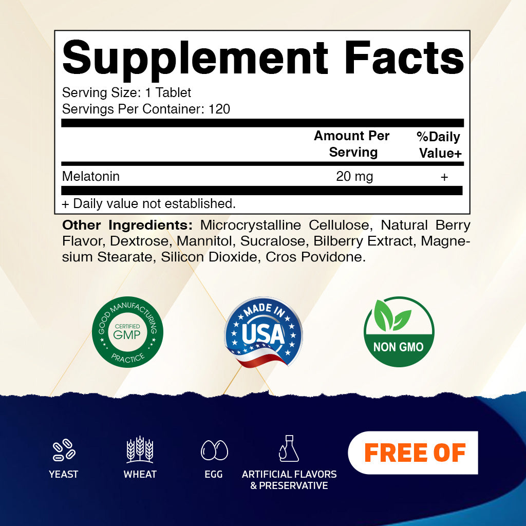 Melatonin 20mg Fast Dissolve 120 Tablets