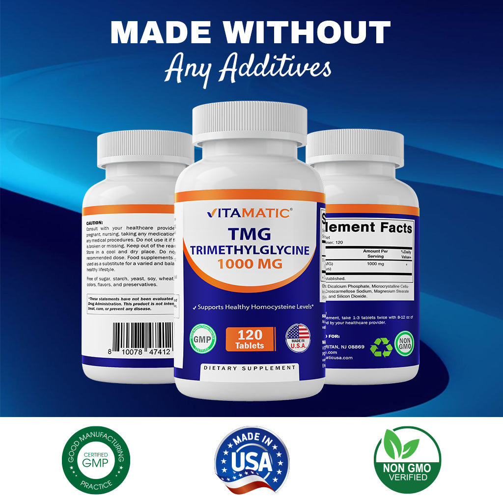 TMG Supplements 1000mg - 120 Vegetarian Tablets